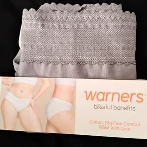 Warners Underwear sz XL/8 Comfort Waist with Lace *NEW* Cotton Panties